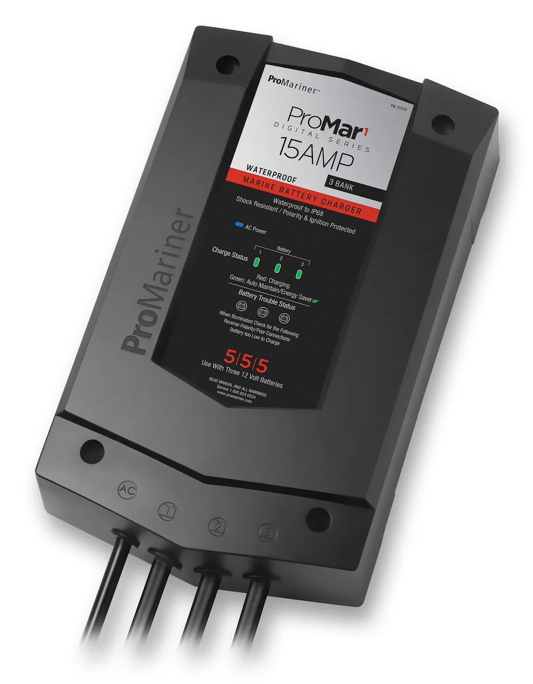 31515 – PRO MARINER Battery Charger, For 12 Volt Marine Batteries 3 Bank Charger 120 Volt Power Supply 4 Step Fully A...
